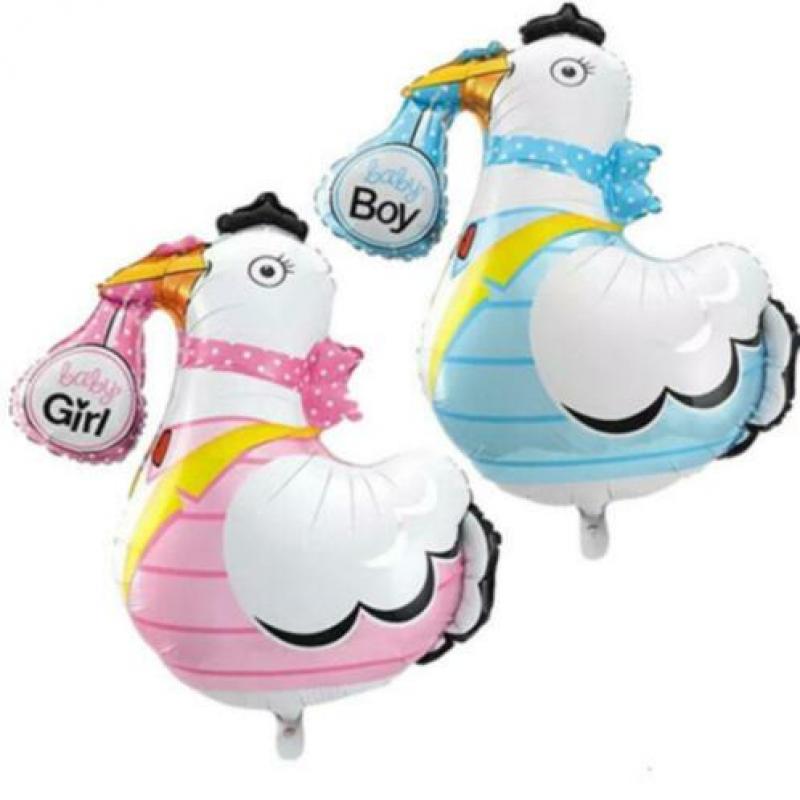 Babyshower Ooievaar ballonnen jongen of meisje € 6,95 p/st.