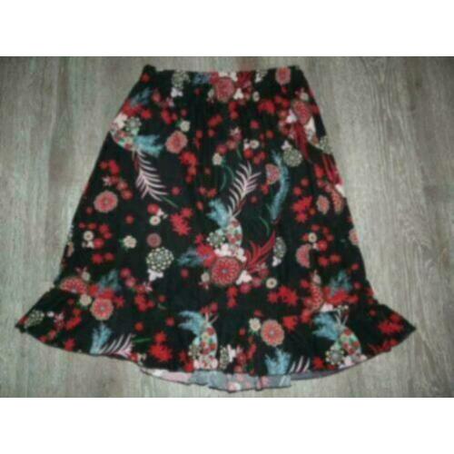 zwart chinees oosters gebloemde roezel rok Sonia XL 42 44