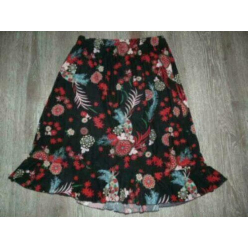 zwart chinees oosters gebloemde roezel rok Sonia XL 42 44