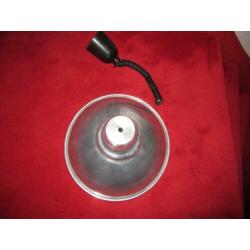 Retro HANGLAMP aluminium ø 37 hoog 24 binnenkant wit email