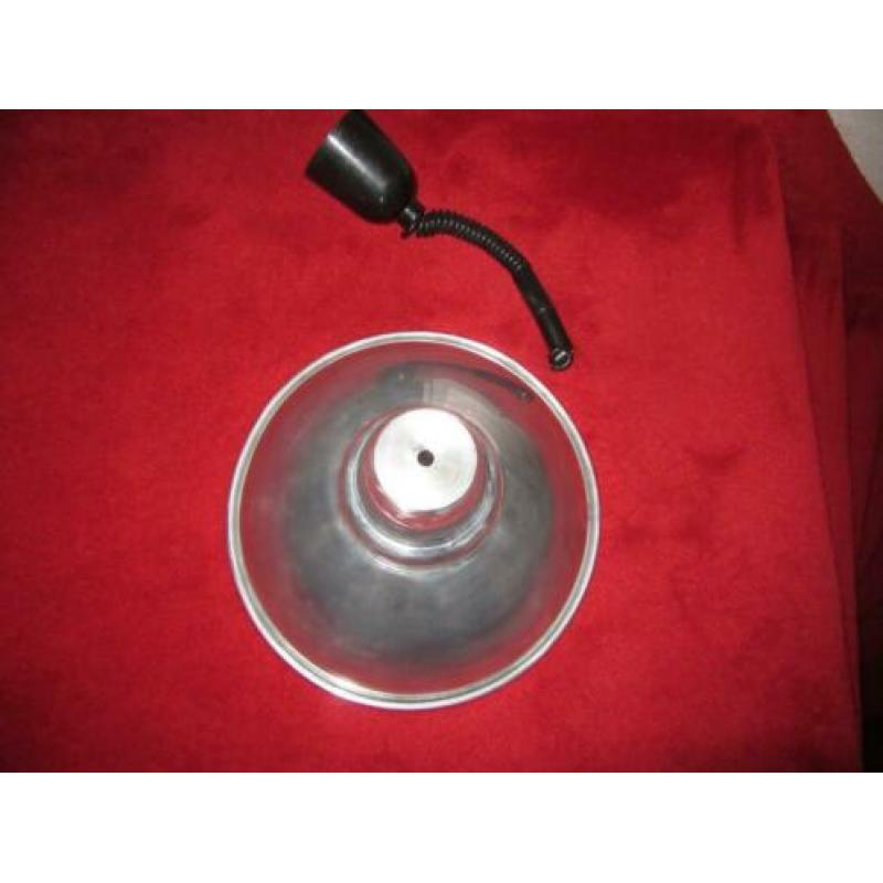 Retro HANGLAMP aluminium ø 37 hoog 24 binnenkant wit email