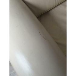 Lederen bank en fauteuil , crème