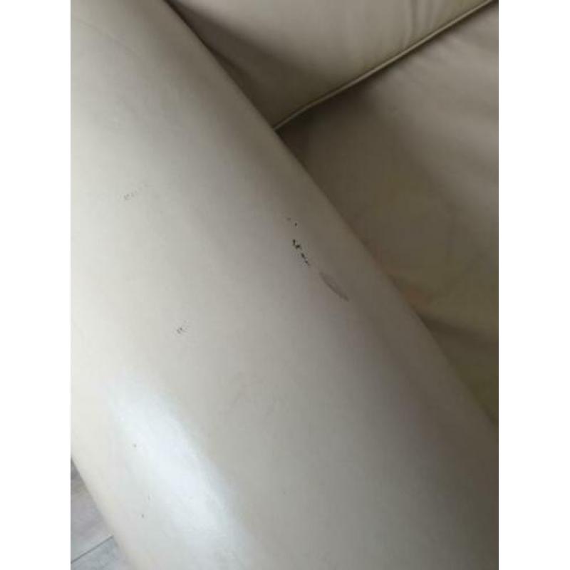 Lederen bank en fauteuil , crème