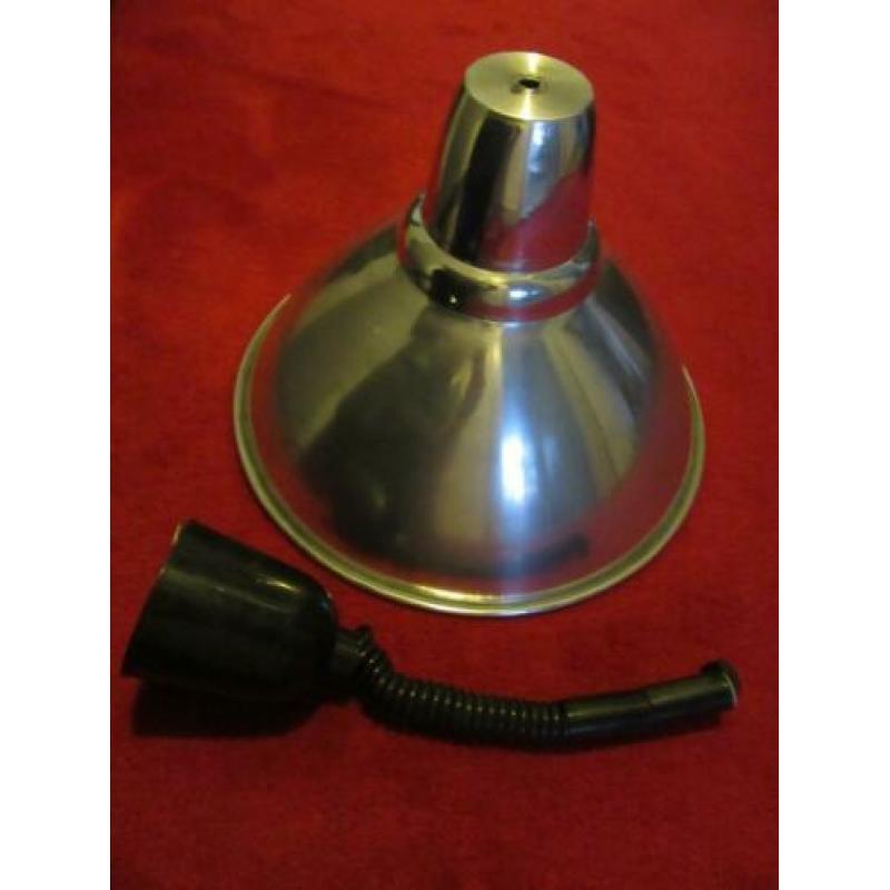 Retro HANGLAMP aluminium ø 37 hoog 24 binnenkant wit email