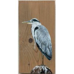 Handgeschilderd schilderij 2x Reiger op steigerhout