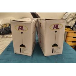 2 x mat zwarte/gouden hanglamp - 31 cm - Reality Leuchten