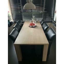 Eetkamertafel met 6 stoelen 220x90cm