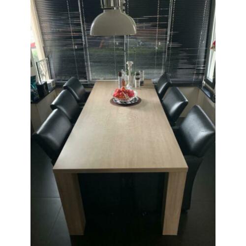 Eetkamertafel met 6 stoelen 220x90cm