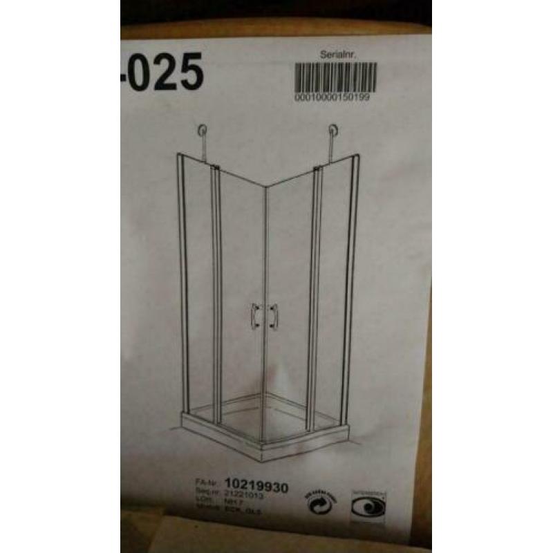 Hoekinstap douchecabine 80x80 glas 190 hoog - 2 deuren