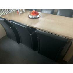 Eetkamertafel met 6 stoelen 220x90cm