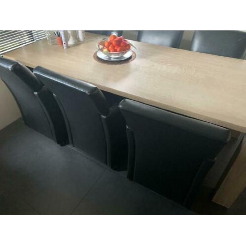 Eetkamertafel met 6 stoelen 220x90cm