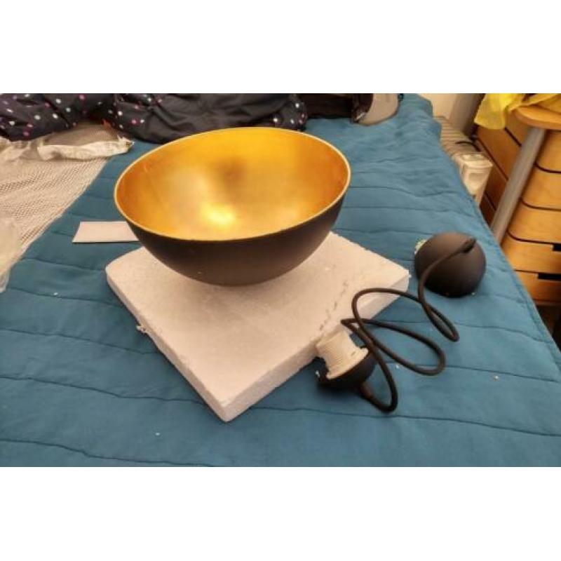 2 x mat zwarte/gouden hanglamp - 31 cm - Reality Leuchten