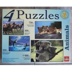 Puzzel dieren - 4 puzzels in één doos