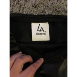 La sisters imitatie leer rok rokje zwart lace up xs 34 zgan