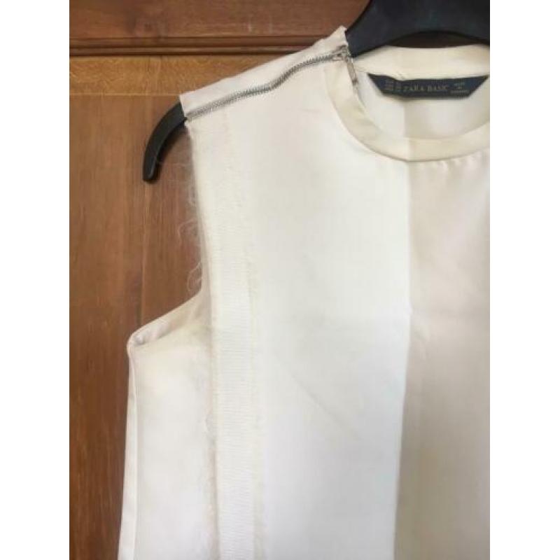 Zara top nieuw xs wit zomers mango h&m koopje rits