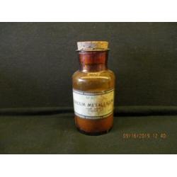 B-342 Medisch antiek, bruine apotheekfles Zincum Metallicum