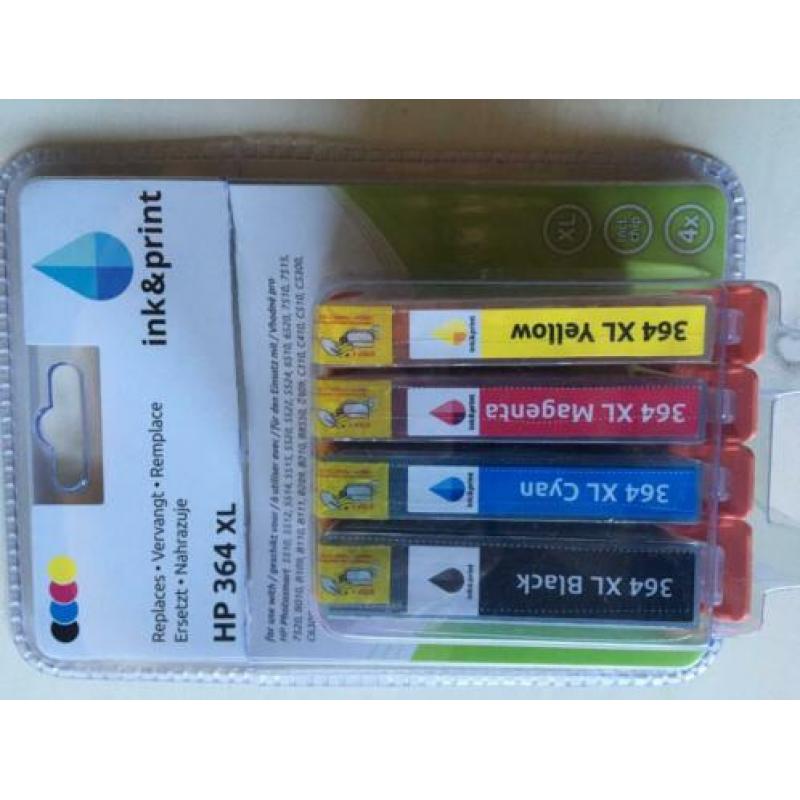 Inktcartridge HP zwart en kleur 364 XL met chip