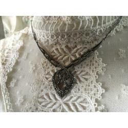 Mooie art nouveau /jugendstil antiek zilver collier+markesie