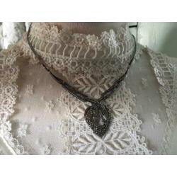 Mooie art nouveau /jugendstil antiek zilver collier+markesie