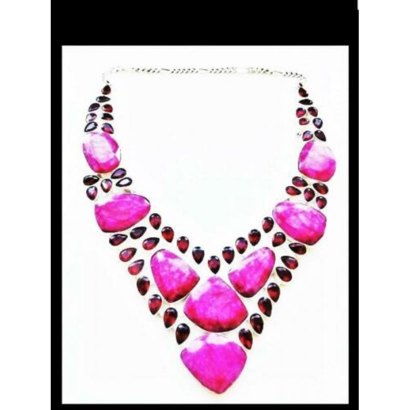 Bijzonder Zilveren Collier Robijnen en Granaten!