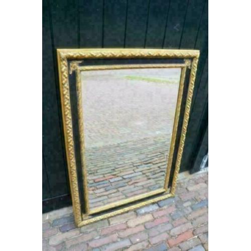 Brons-goudkleurige spiegel met facet glas