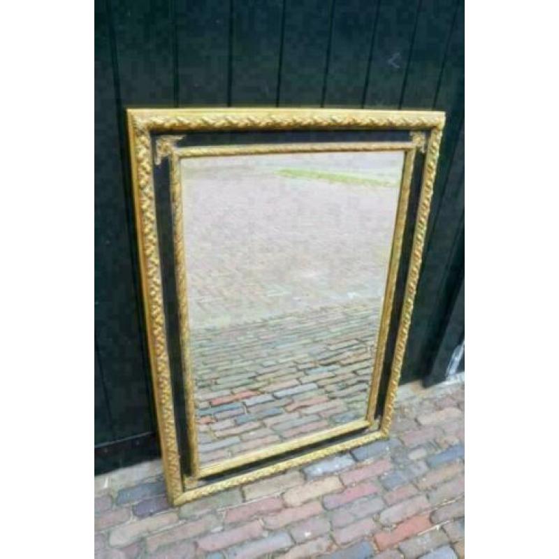 Brons-goudkleurige spiegel met facet glas