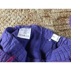 Paarse rok maat 92 verstelbaar taille,riem,rits 100% katoen.