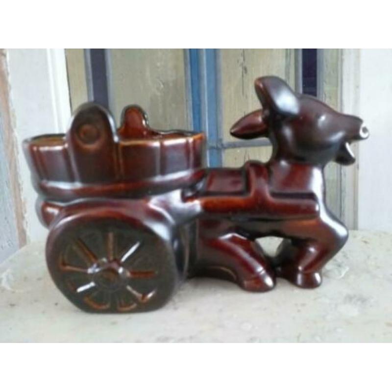 Grote Ezel met trekkar * Vintage Bloempot * Retro