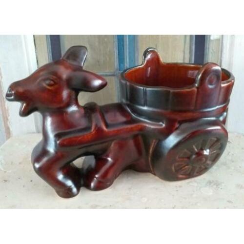 Grote Ezel met trekkar * Vintage Bloempot * Retro