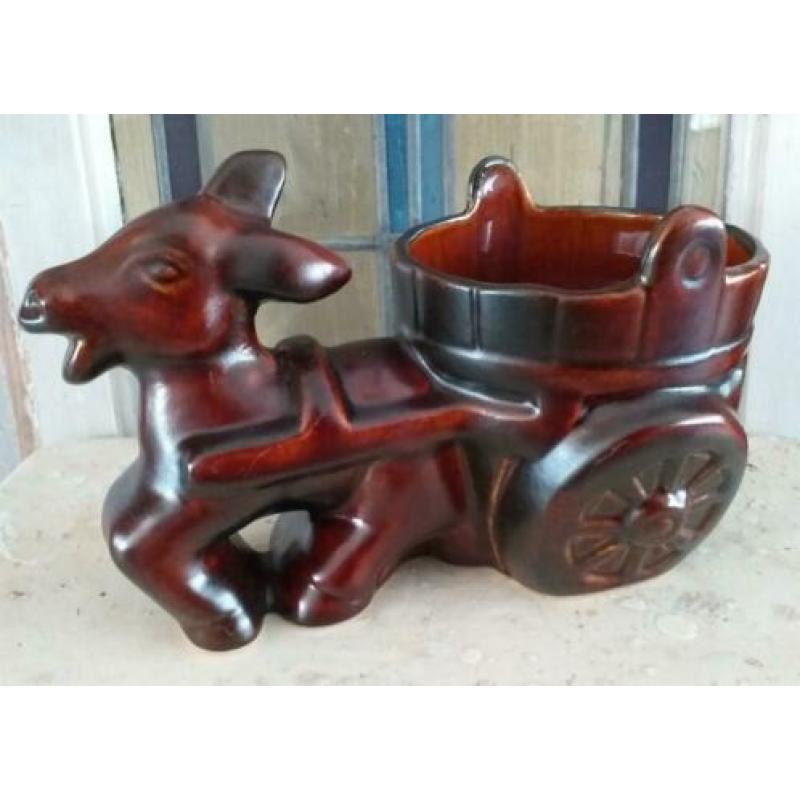 Grote Ezel met trekkar * Vintage Bloempot * Retro