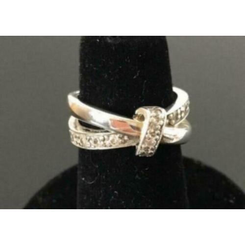 Zilveren DUBBELE ring met zirkonia ‘s