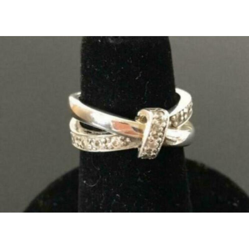 Zilveren DUBBELE ring met zirkonia ‘s