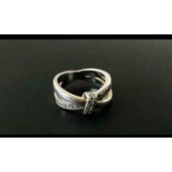 Zilveren DUBBELE ring met zirkonia ‘s
