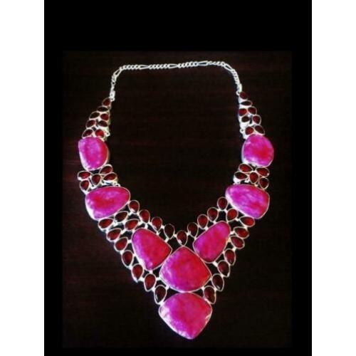 Bijzonder Zilveren Collier Robijnen en Granaten!