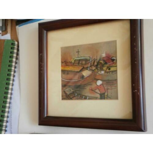 2 Vietnamese Aquarellen /Krijtek. in Mooie lijstjes