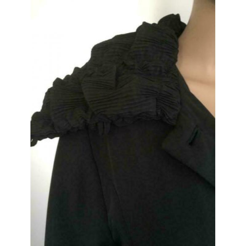 E113 Couture Helene maat 42=L lange jas manter zwart tussen