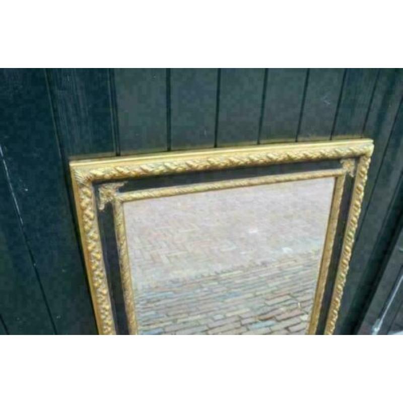 Brons-goudkleurige spiegel met facet glas