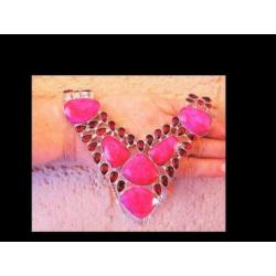 Bijzonder Zilveren Collier Robijnen en Granaten!