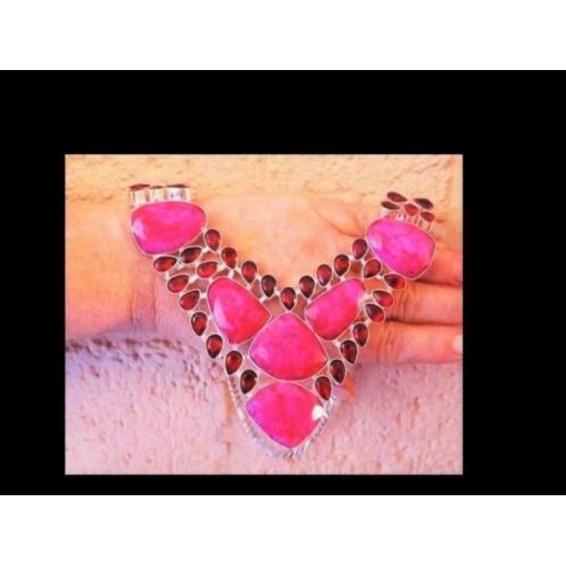 Bijzonder Zilveren Collier Robijnen en Granaten!