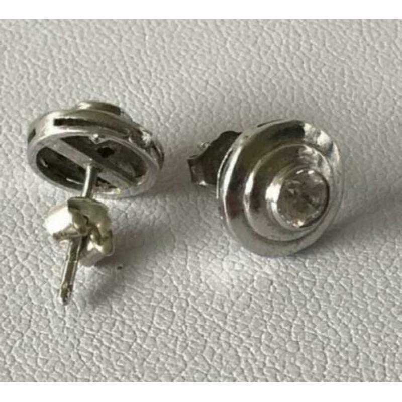 Zilveren ronde oorbellen met zirkonia