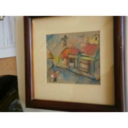 2 Vietnamese Aquarellen /Krijtek. in Mooie lijstjes