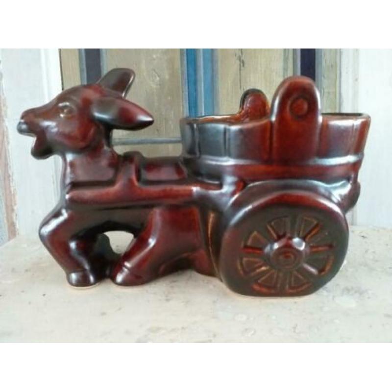 Grote Ezel met trekkar * Vintage Bloempot * Retro