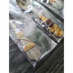 Indiaas versierd bestek - 6 theelepels met 1 gebaksschep -