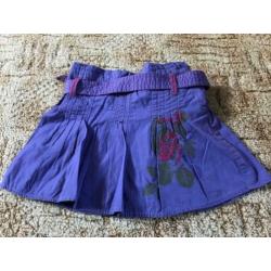 Paarse rok maat 92 verstelbaar taille,riem,rits 100% katoen.
