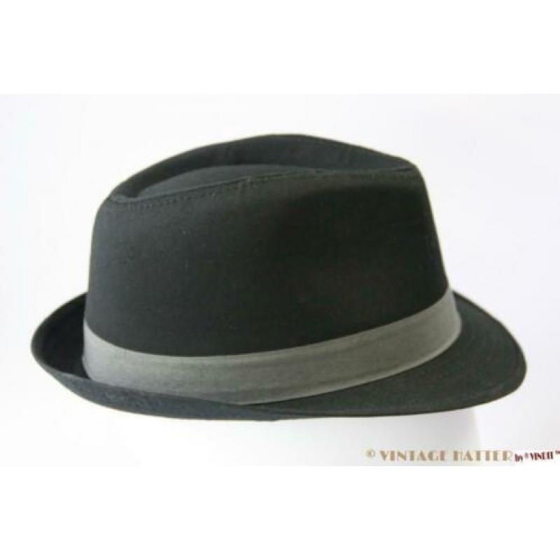 gleufhoed Trilby zwart katoen 56 nieuw unisex