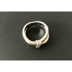 Zilveren DUBBELE ring met zirkonia ‘s