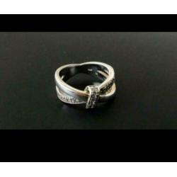 Zilveren DUBBELE ring met zirkonia ‘s