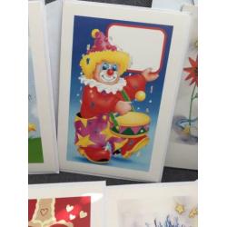 Dubbele kaarten st. Kinderdroom Clown Aap Beer Tovenaar Egel