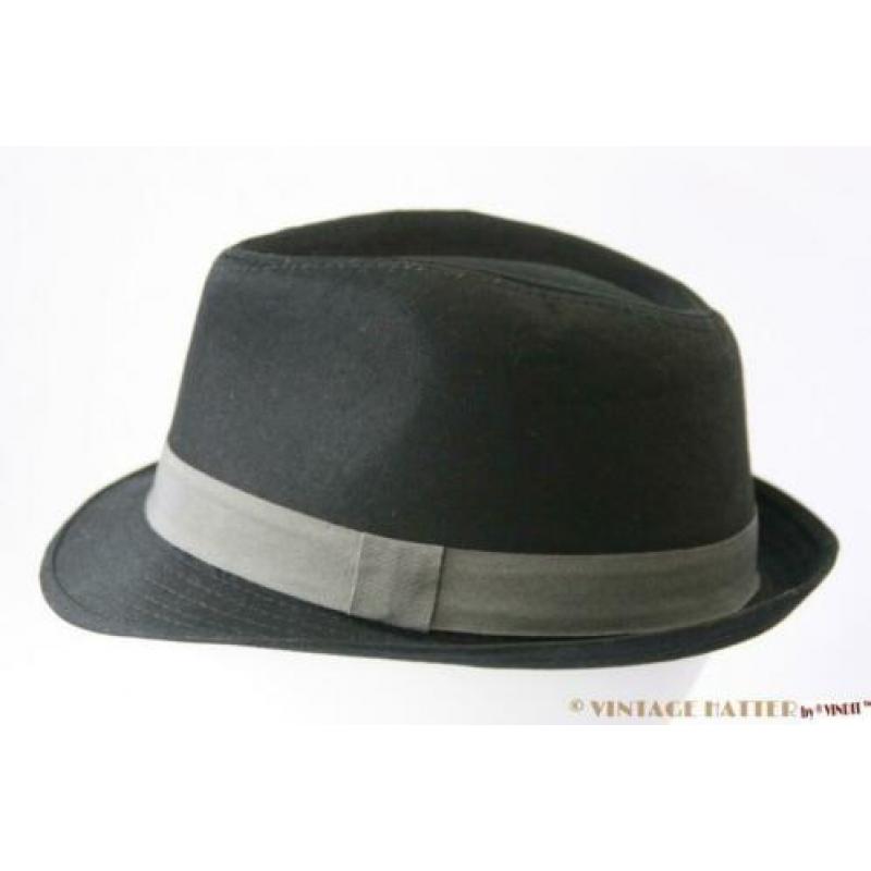gleufhoed Trilby zwart katoen 56 nieuw unisex