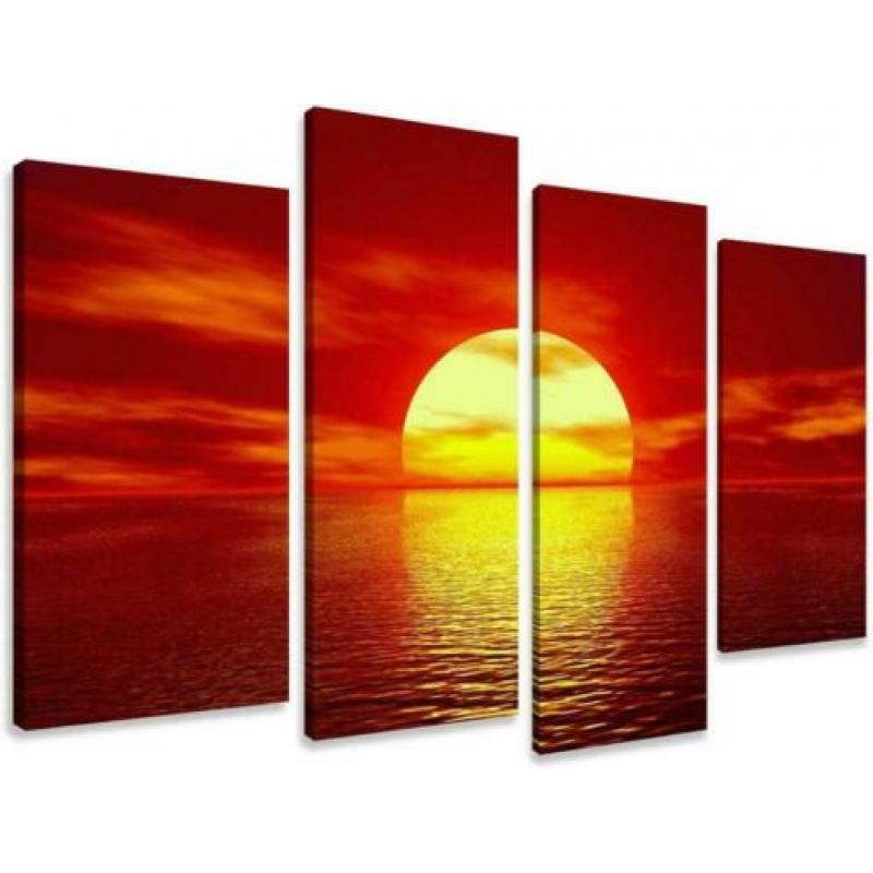 Canvas schilderij 4 luik Palmbomen 130 x 80 cm
